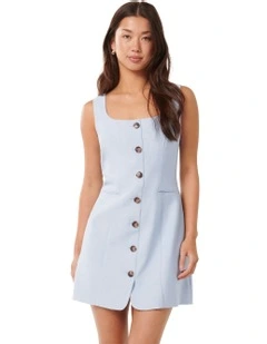 Caprice Scoop Neck Mini Dress in Soft Blue