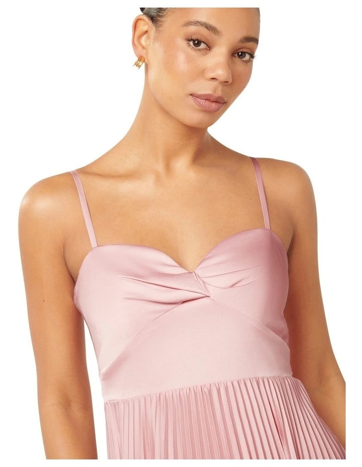 Chloe Pleated Midi Dress in Soft Blush image 4