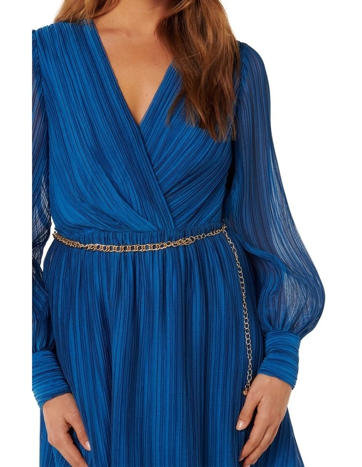 Genevieve Pleated Mini Dress in Blue image 4