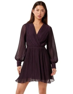 Genevieve Pleated Mini Dress in Purple