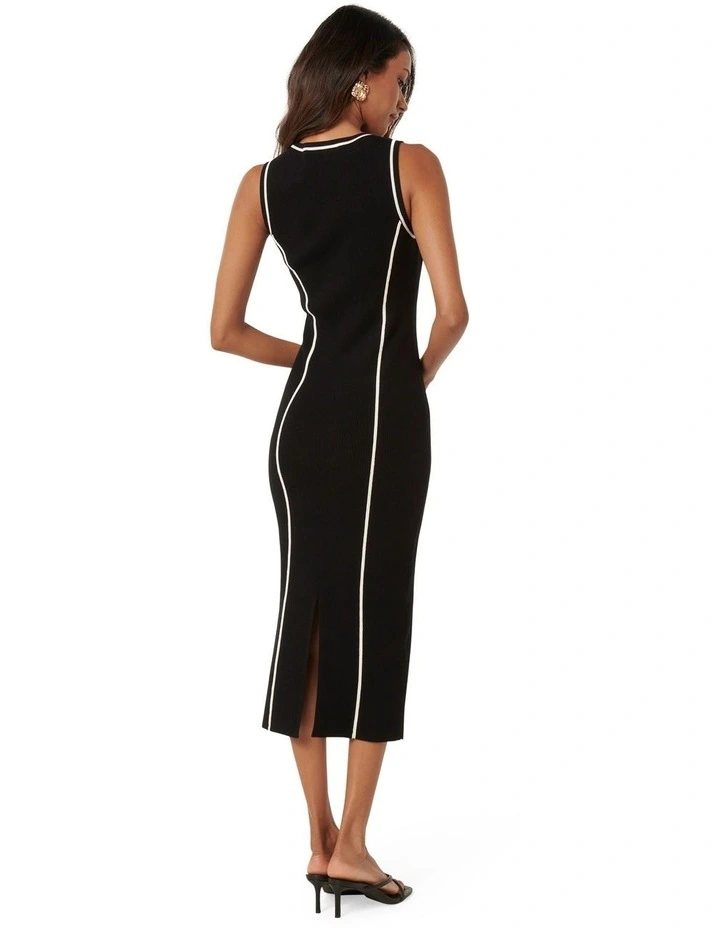 Cleo Tipped Midi Dress in Black image 2