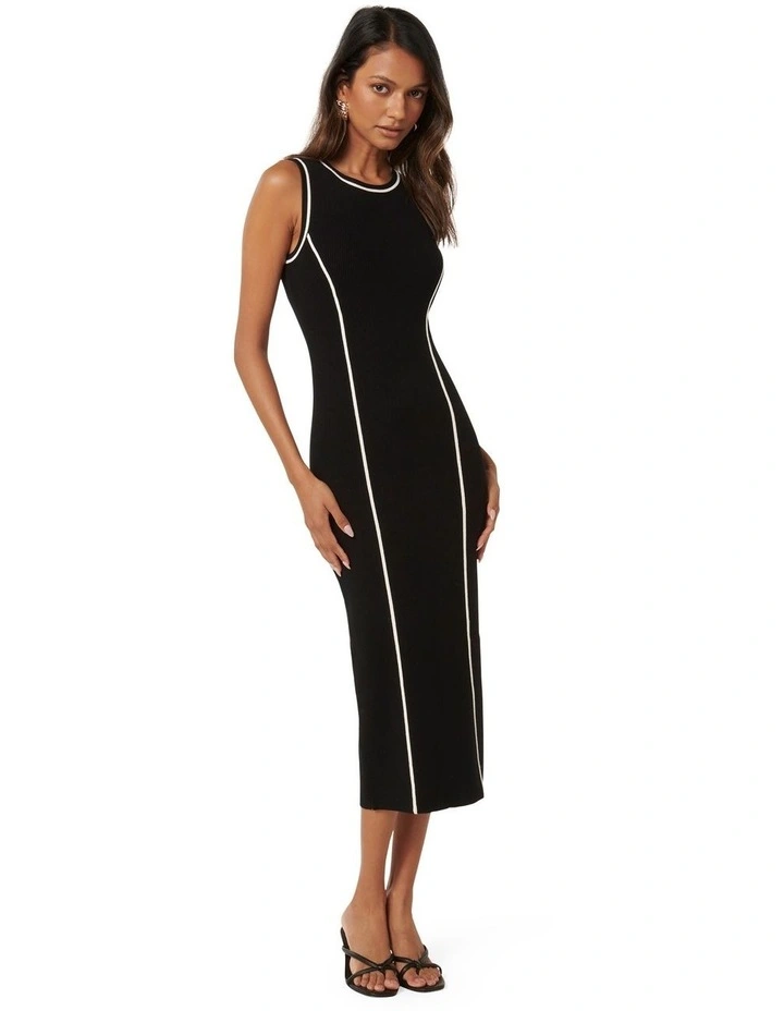 Cleo Tipped Midi Dress in Black image 3