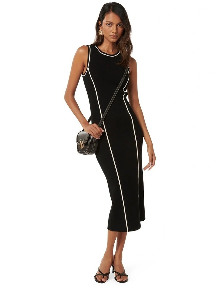 Cleo Tipped Midi Dress in Black image 5