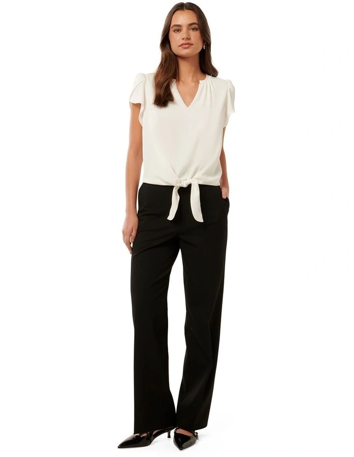 Mila Tie Front Top in Porcelain White image 5