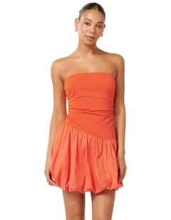 Jordyn Bubble Hem Mini Dress in Orange Fire