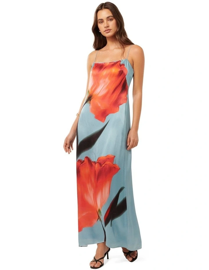 Constance Satin Maxi Dress in Multi image 1