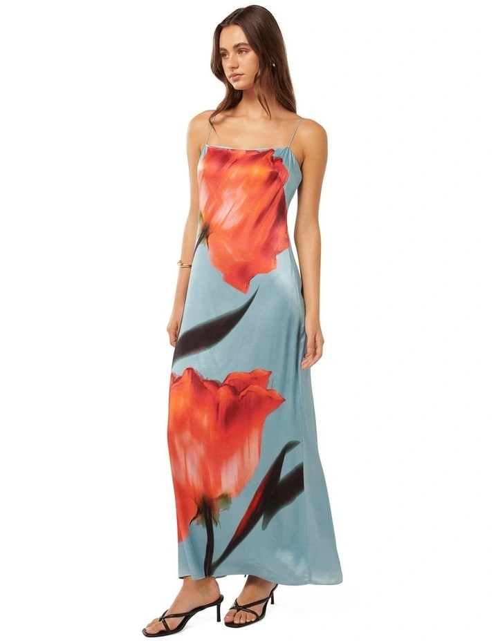 Constance Satin Maxi Dress in Multi image 3