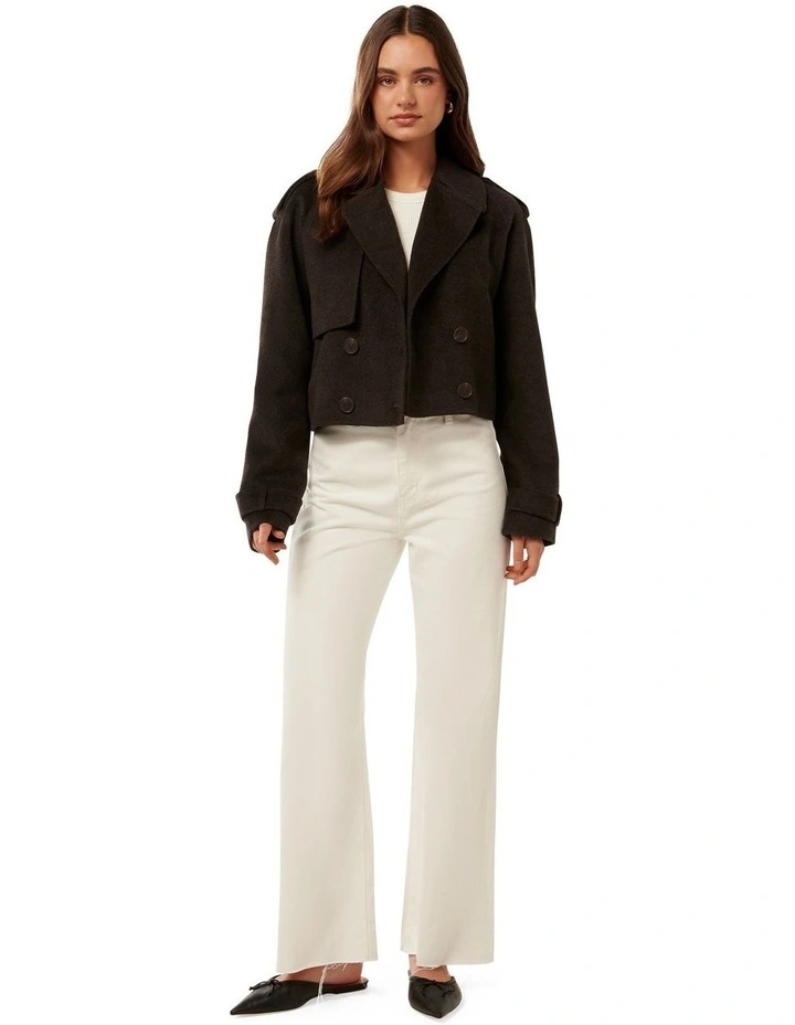 Fifi Felled Cropped Trench Coat in Brown image 5