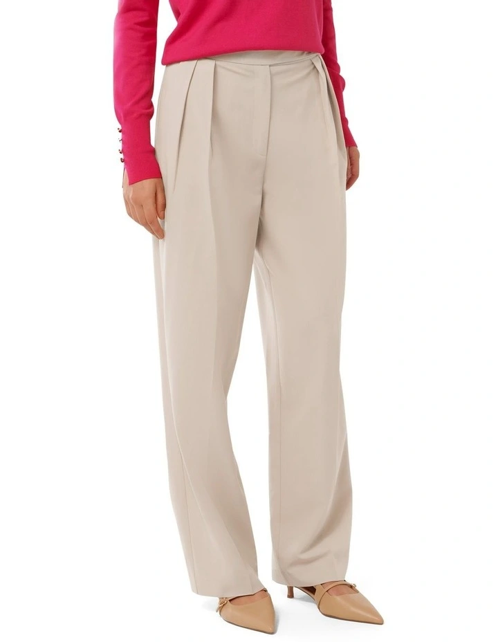 Darcy Pleated Wide Leg Pants in Natural image 3
