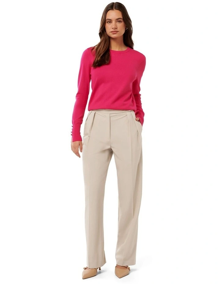 Darcy Pleated Wide Leg Pants in Natural image 5