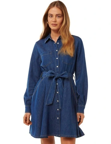 Colette Denim Shirt Dress in Blue