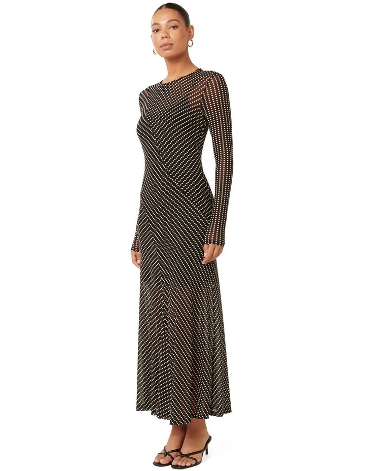 Black White Mesh Spliced Party Midi Dress main image 0