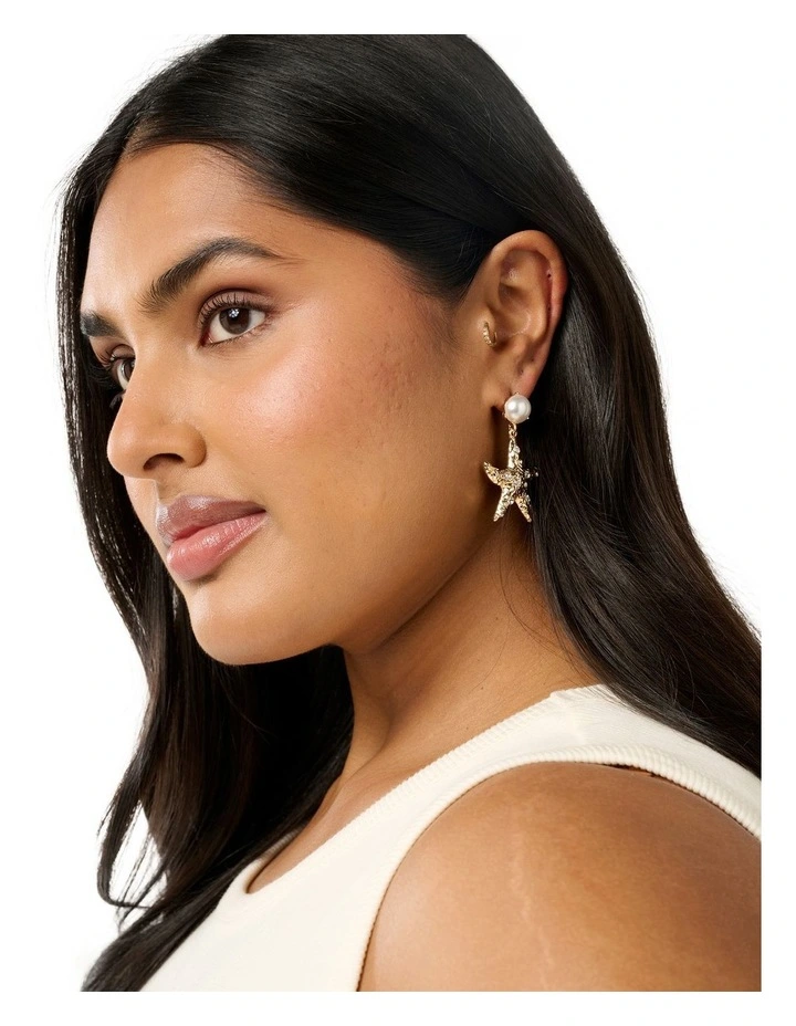 Signature Petrina Starfish Earring in Gold image 2