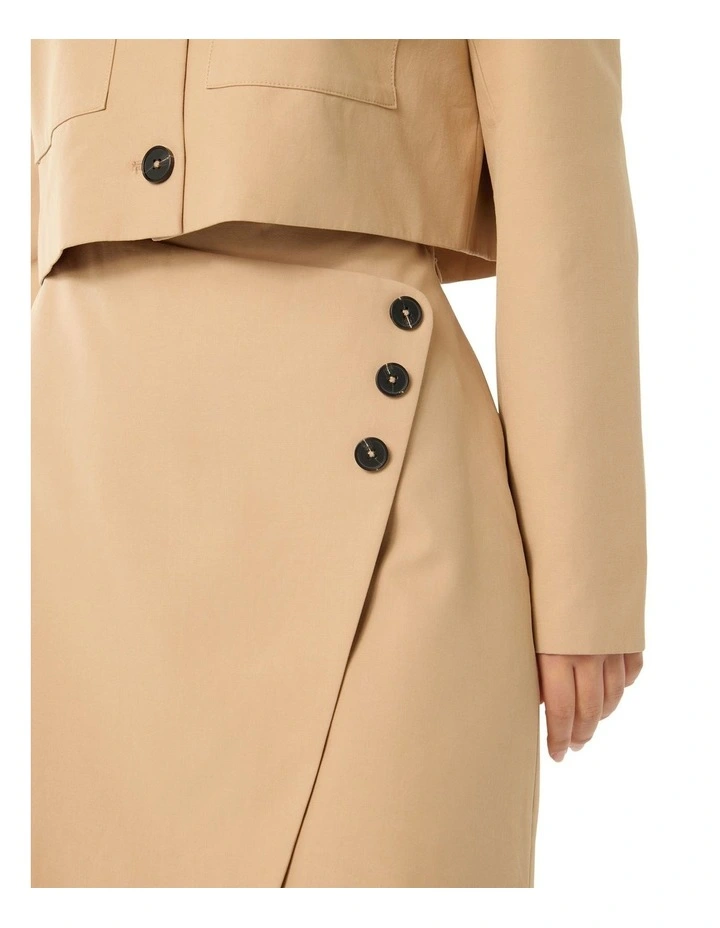 Lettie Wrap Mini Skirt in Light Camel Suit image 4