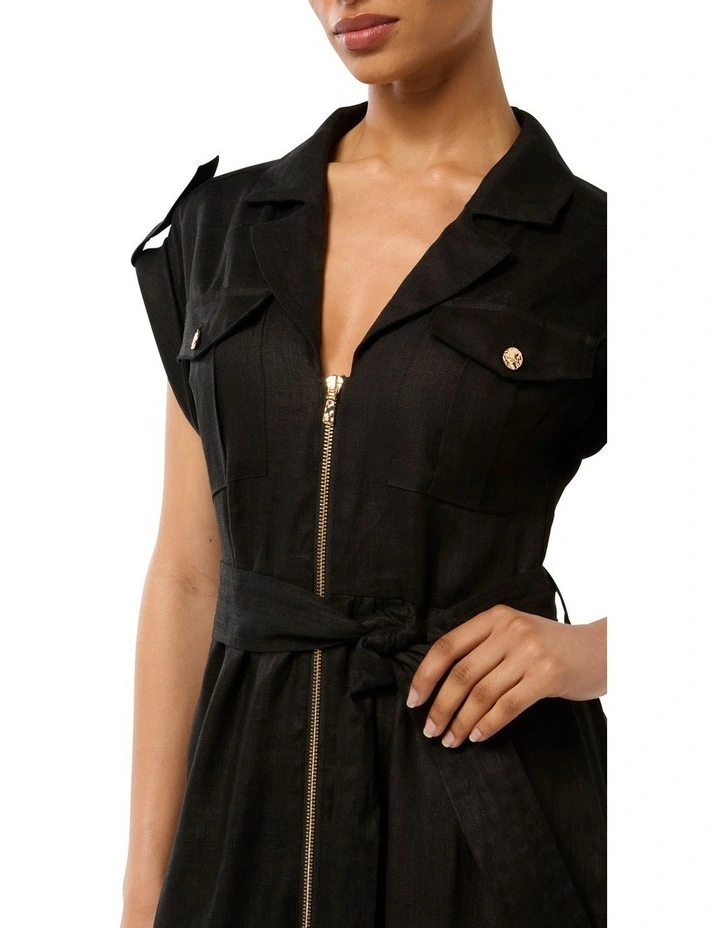 Alison Utility Midi Dress in Black image 3