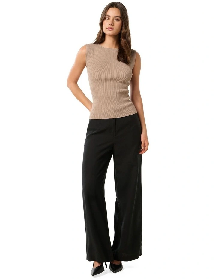 Lottie Crew Neck Knit Tank Top in Brown image 5