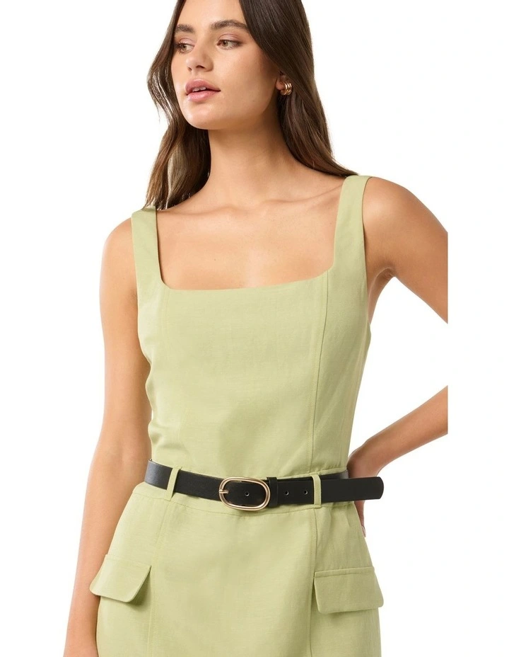 Charlie Belted Linen Mini Dress in Pistachio image 4