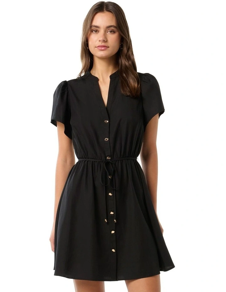 Logan Shirt Mini Dress in Black image 1