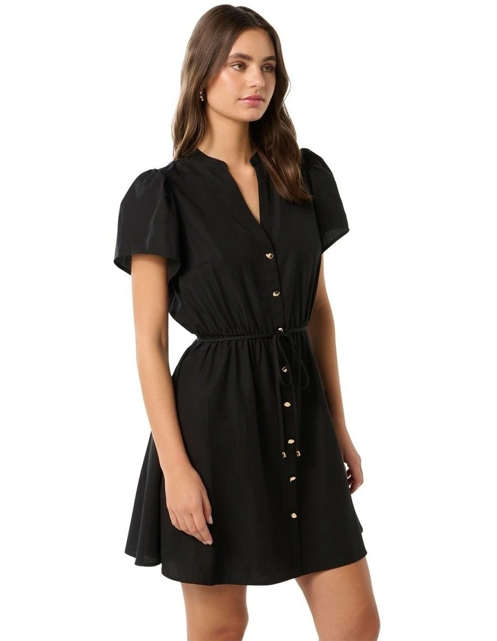 Logan Shirt Mini Dress in Black image 3