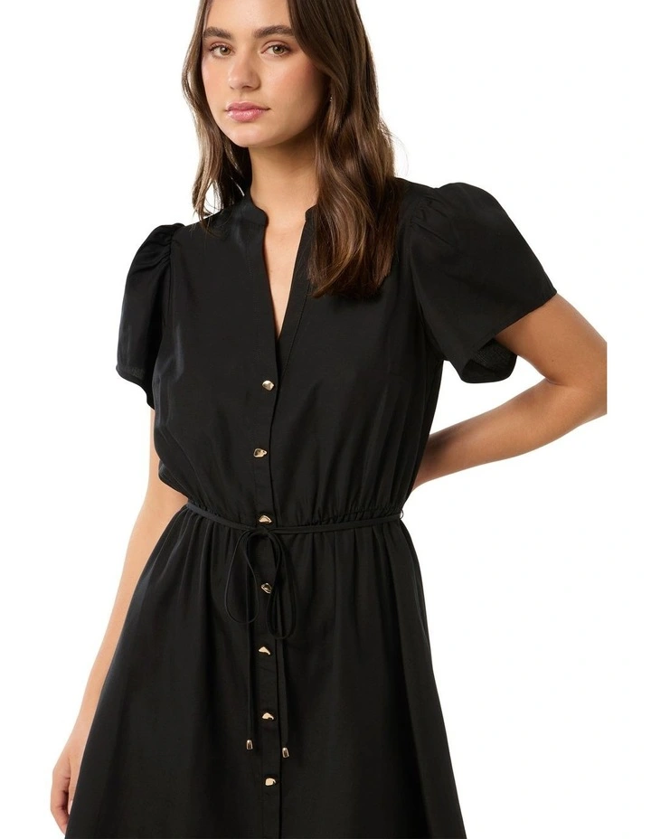 Logan Shirt Mini Dress in Black image 4