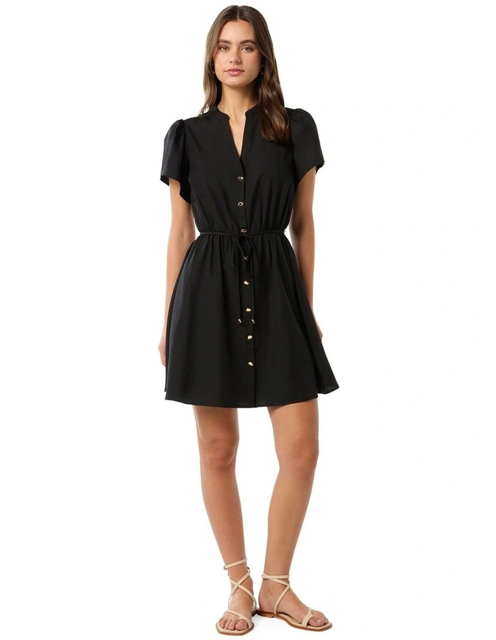 Logan Shirt Mini Dress in Black image 5