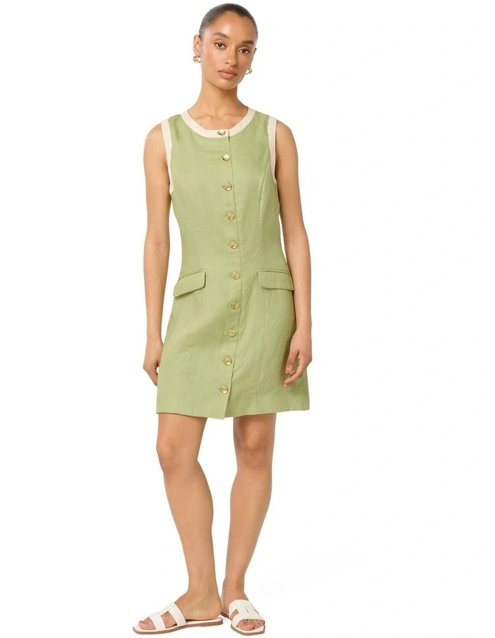 Montana Contrast Shift Mini Dress in Green image 5