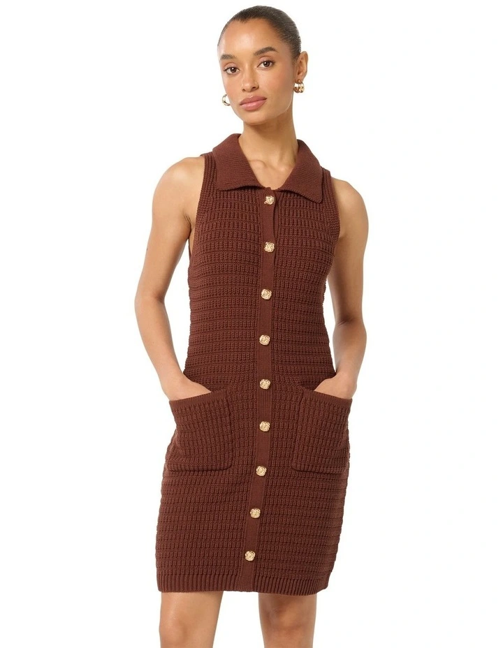 Beck Petite Textured Knit Dress in Chocolate image 1