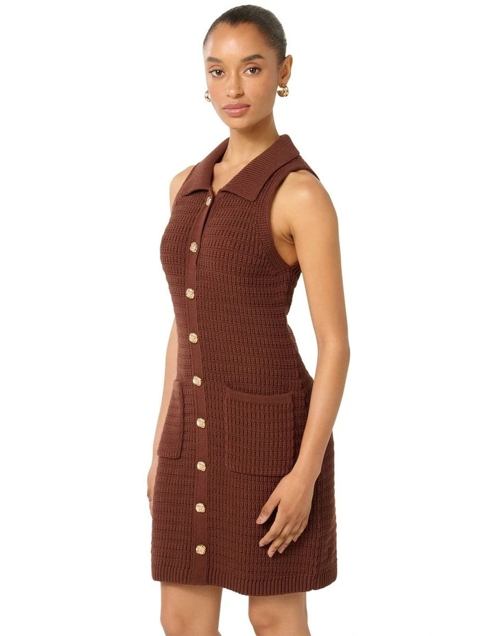 Beck Petite Textured Knit Dress in Chocolate image 3