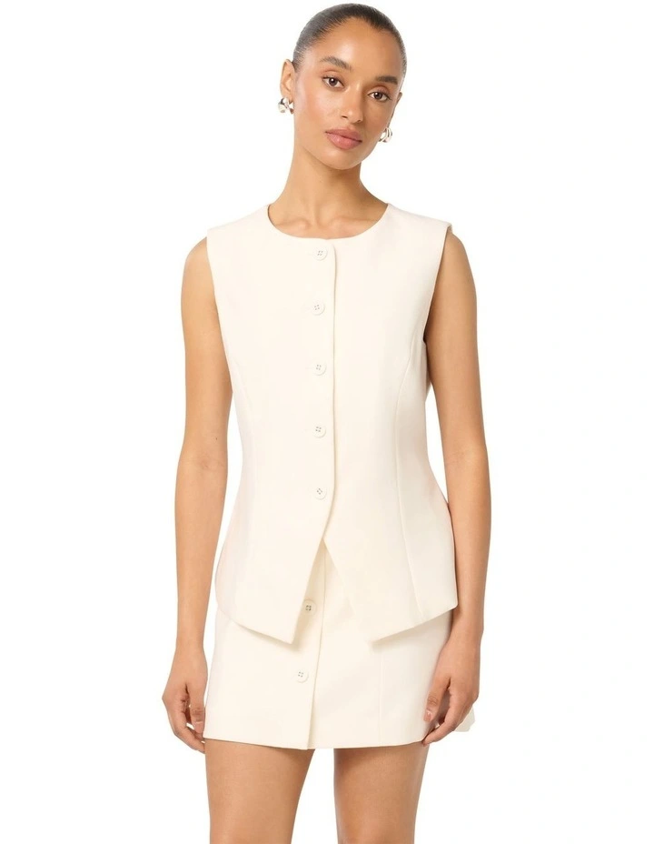 Toni High Neck Waistcoat in White image 1