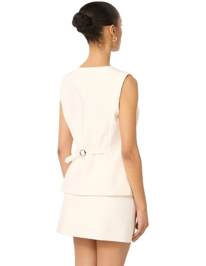 Toni High Neck Waistcoat in White image 2