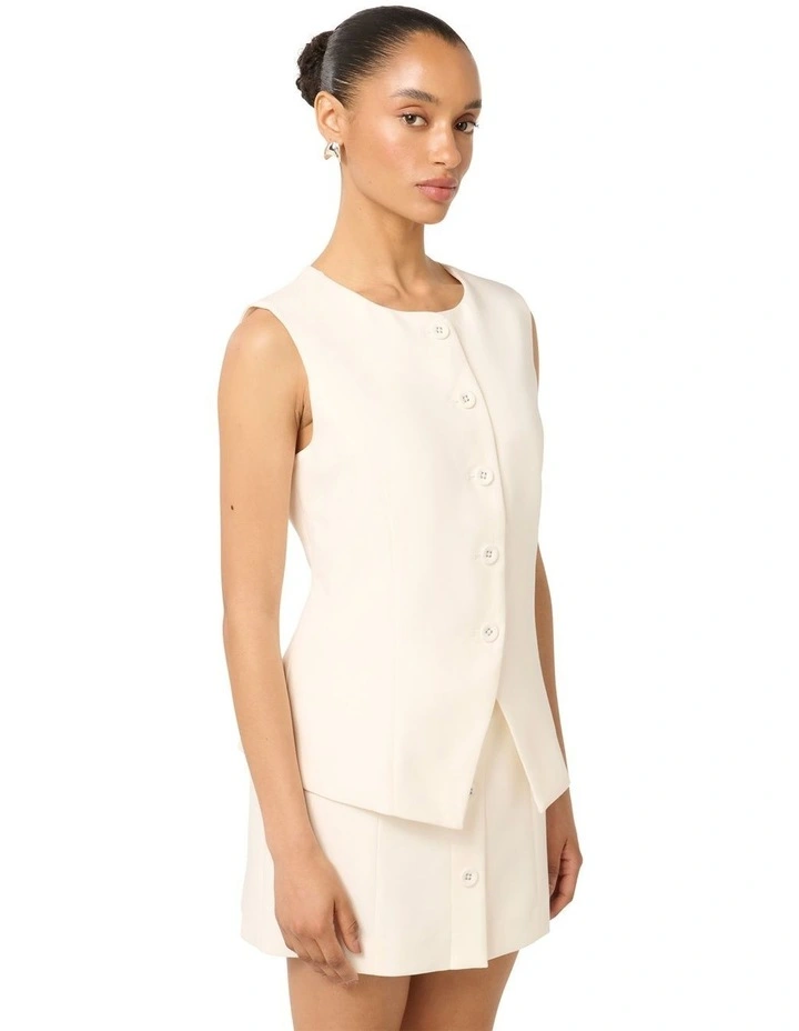 Toni High Neck Waistcoat in White image 3