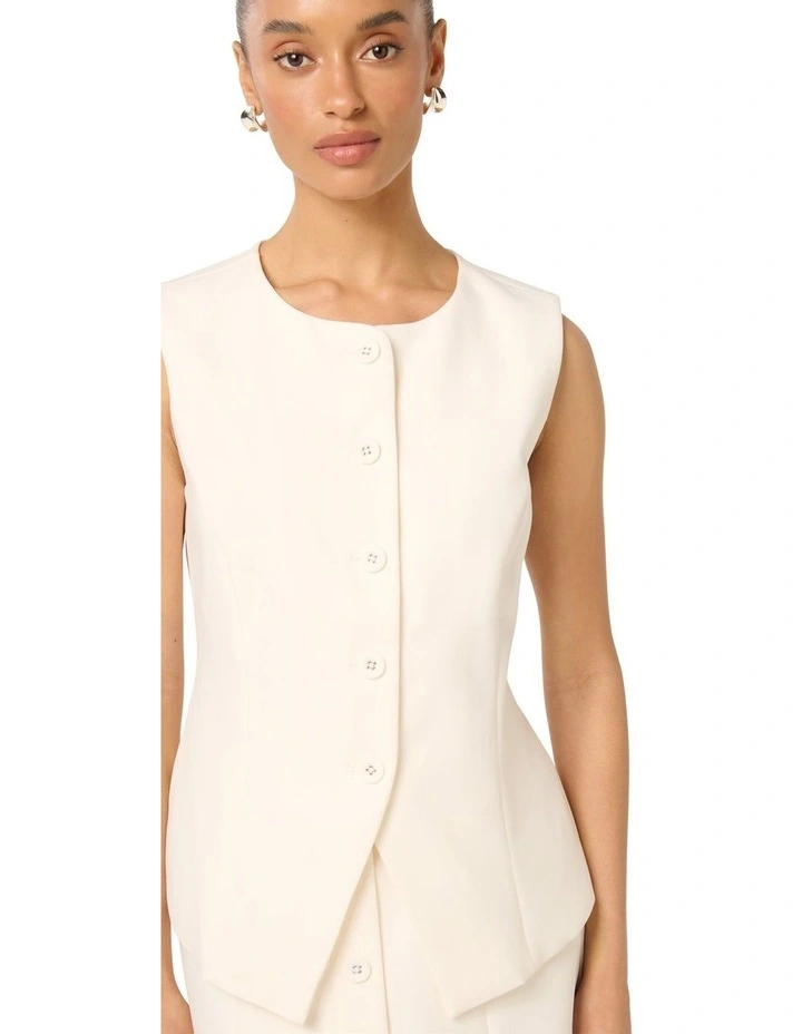 Toni High Neck Waistcoat in White image 4