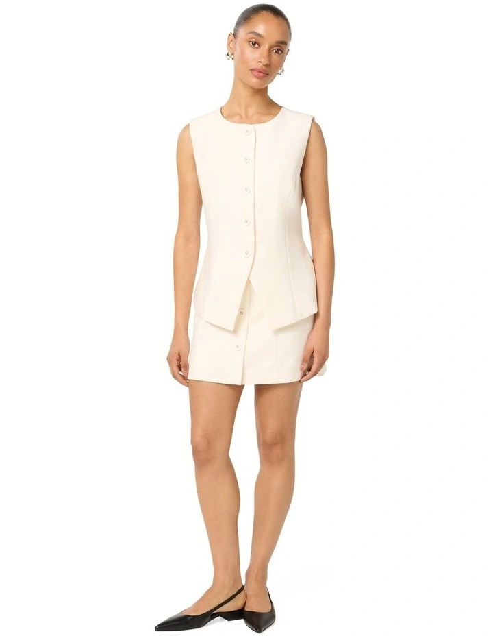 Toni High Neck Waistcoat in White image 5