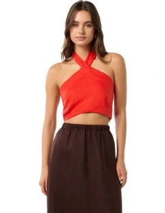 Holly Halter Neck Top in Red