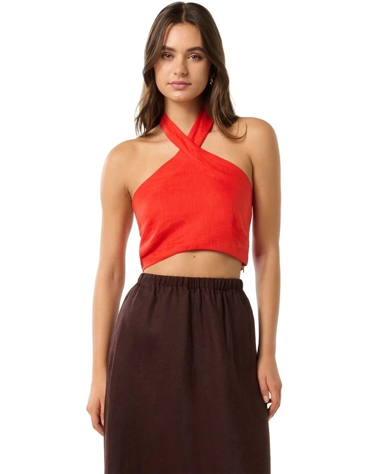 Holly Halter Neck Top in Red image 1