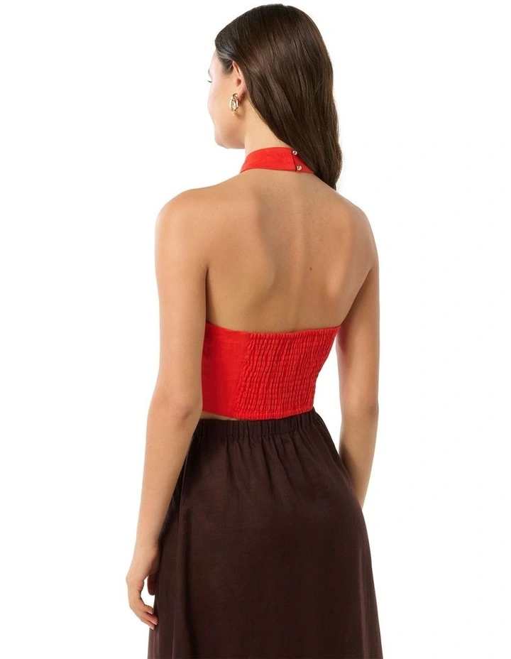 Holly Halter Neck Top in Red image 2