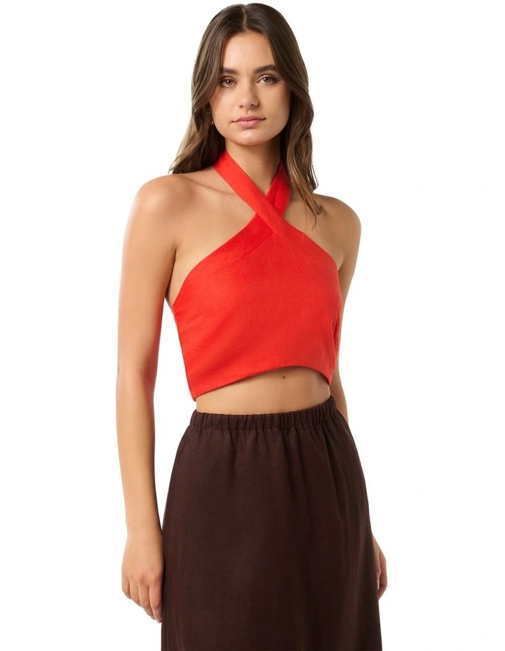 Holly Halter Neck Top in Red image 3