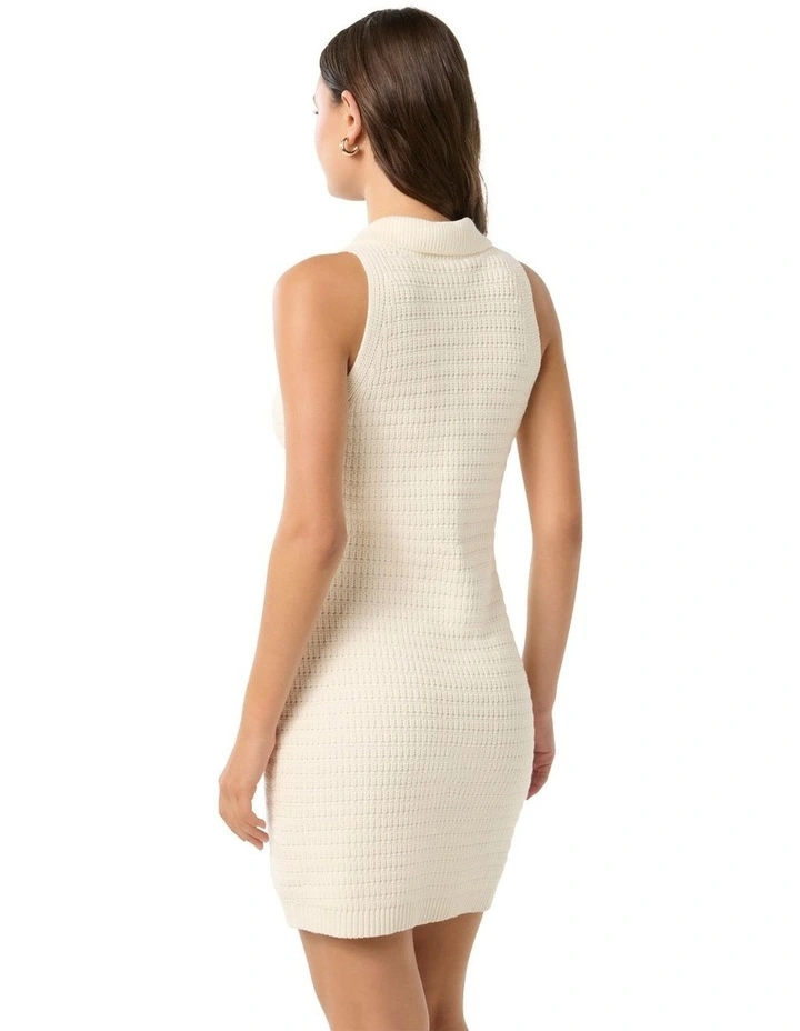 Beck Textured Knit Mini Dress in White image 2