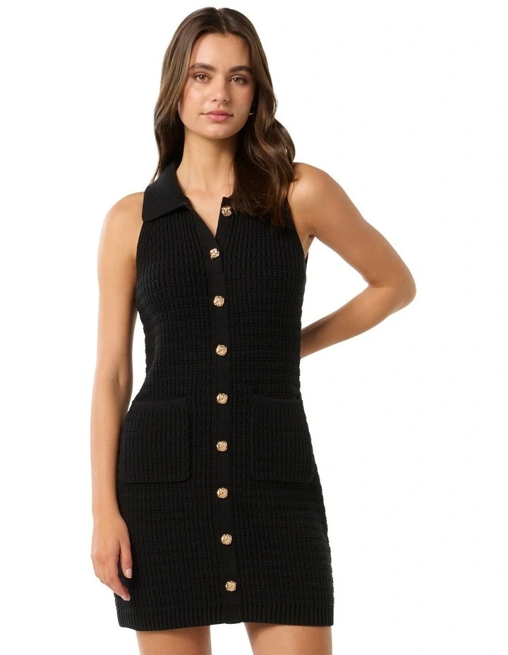 Beck Textured Knit Mini Dress in Black image 1