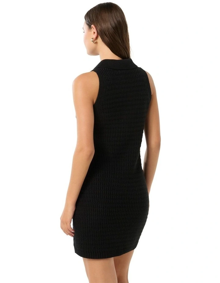 Beck Textured Knit Mini Dress in Black image 2