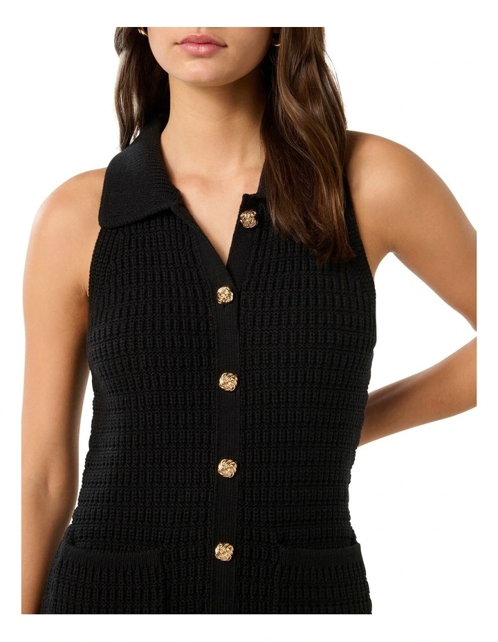 Beck Textured Knit Mini Dress in Black image 4