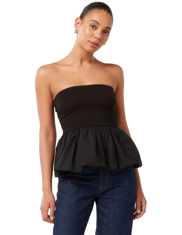 Eden Bubble Hem Top in Black image 1