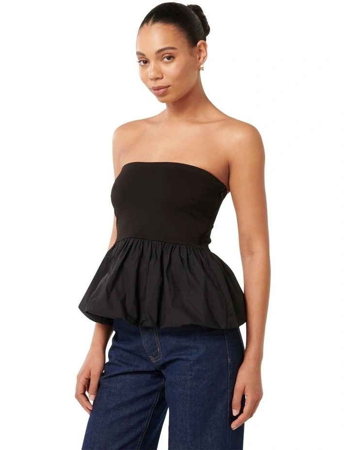 Eden Bubble Hem Top in Black image 3