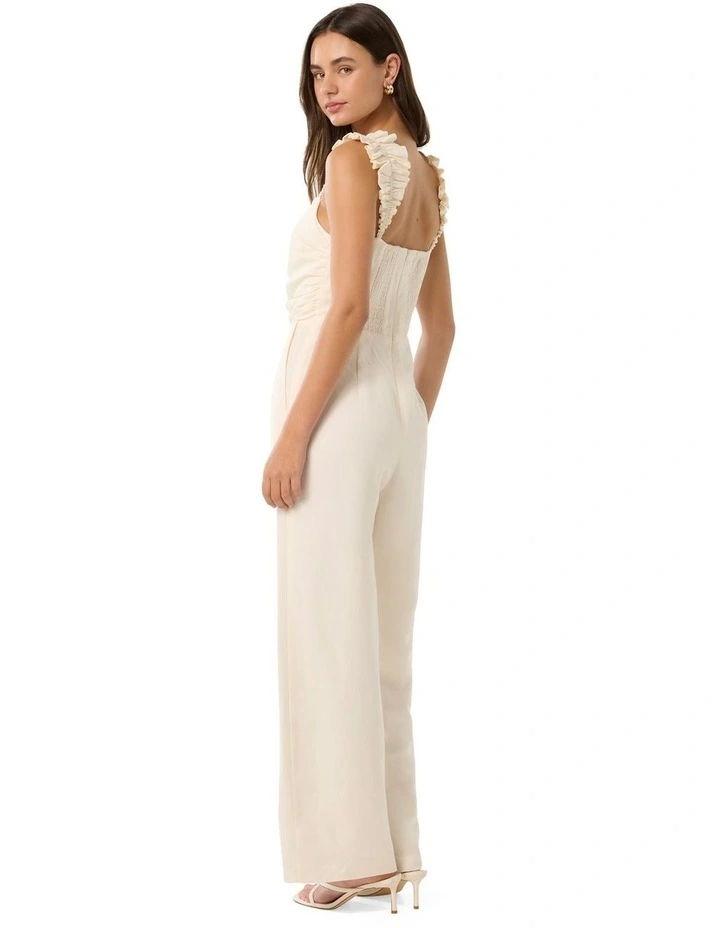 Reya Ruched Bodice Jumpsuit in White image 2