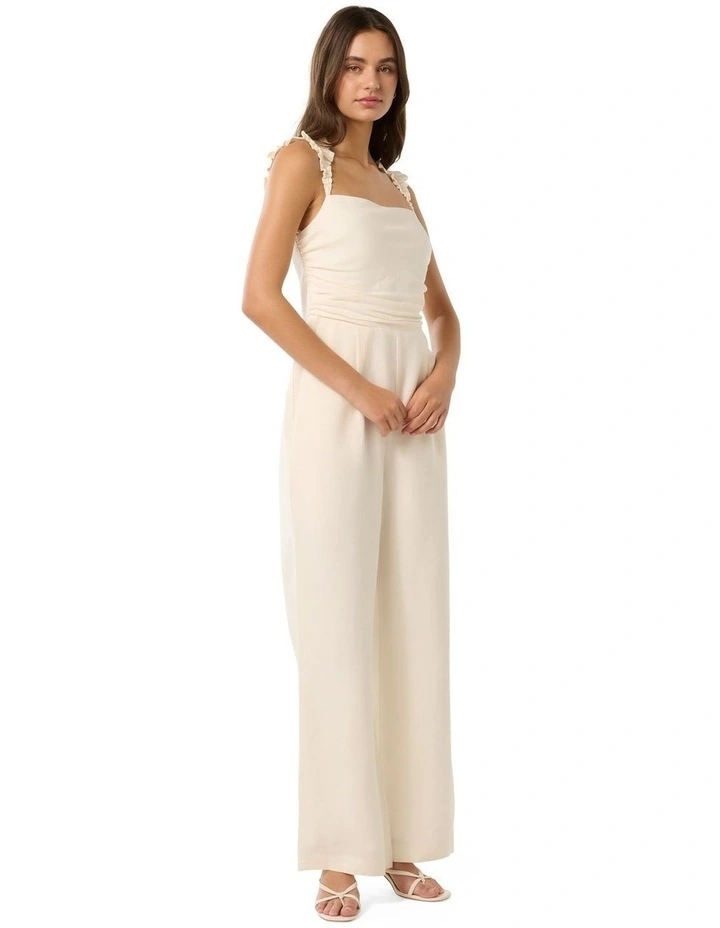 Reya Ruched Bodice Jumpsuit in White image 3