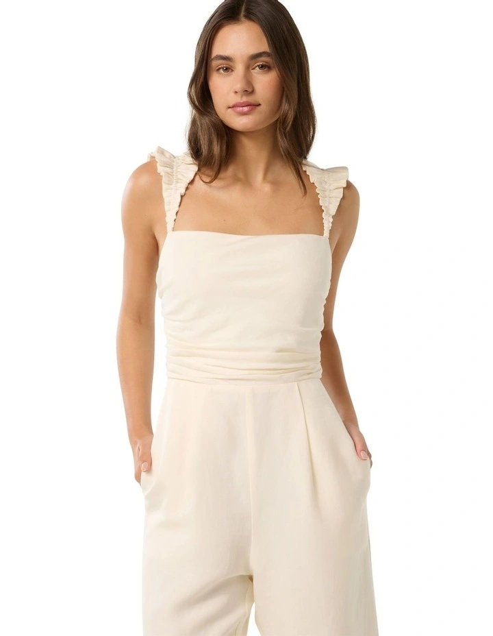 Reya Ruched Bodice Jumpsuit in White image 4