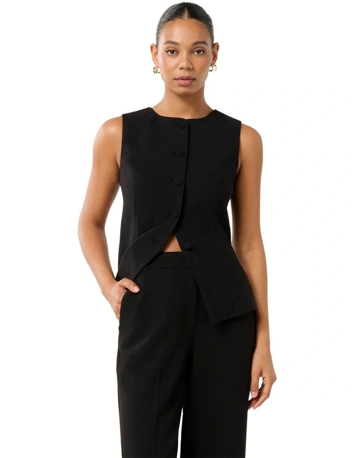 Toni High Neck Waistcoat in Black image 1