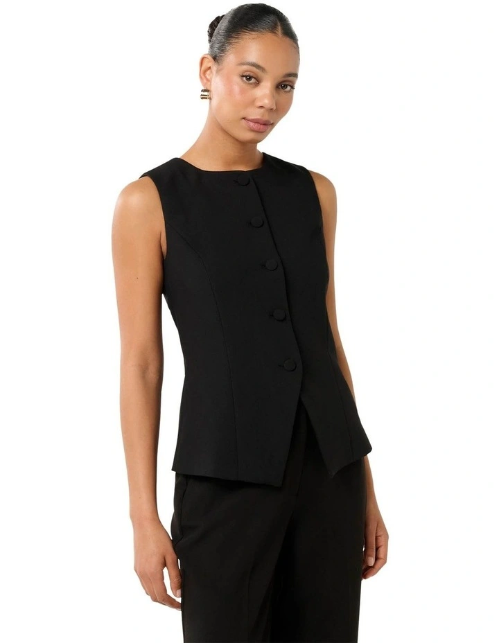 Toni High Neck Waistcoat in Black image 3