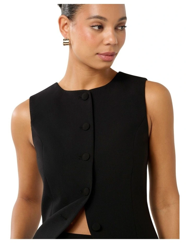 Toni High Neck Waistcoat in Black image 4
