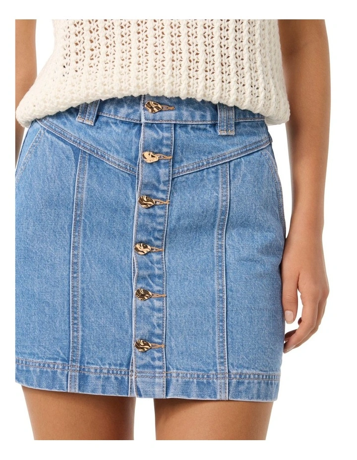 Kamille Denim Skirt in Blue image 4